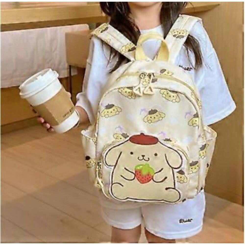 Sanrio Cute Pompompurin School Backpack Bag Yellow Side Pockets Children’s NWOT